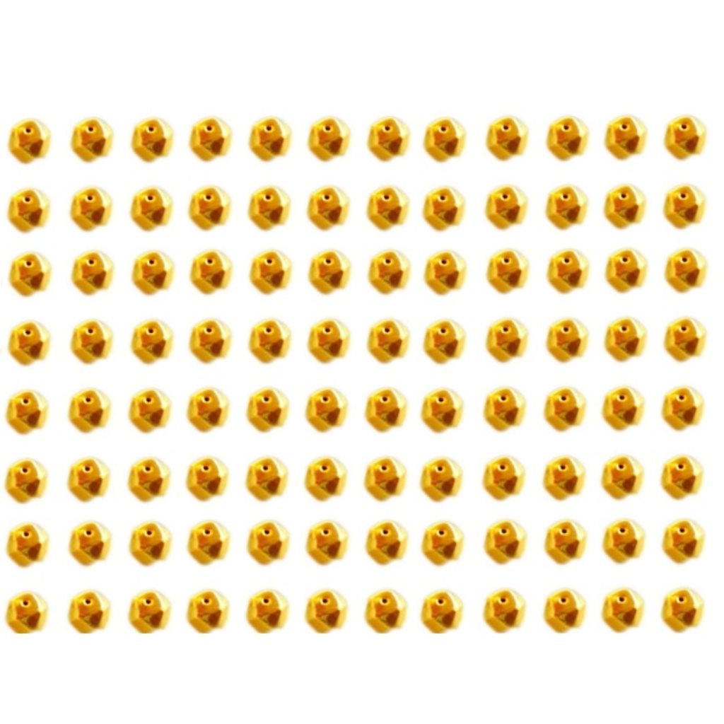 Solid 22K/18K Yellow Fine Gold 2 MM 15 Pieces Square Round Beads