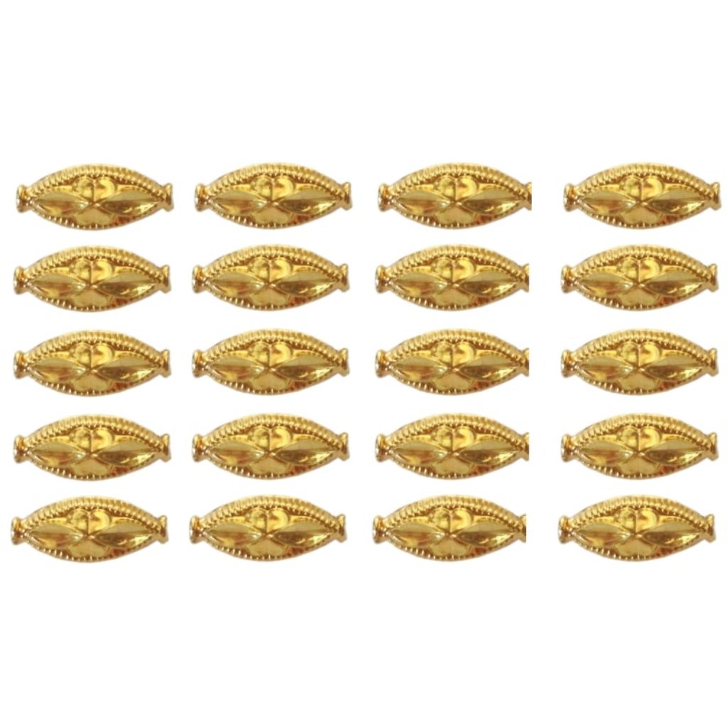 Solid 22K/18K Yellow Fine Gold 11 MM 20 Pieces Wheat Beads