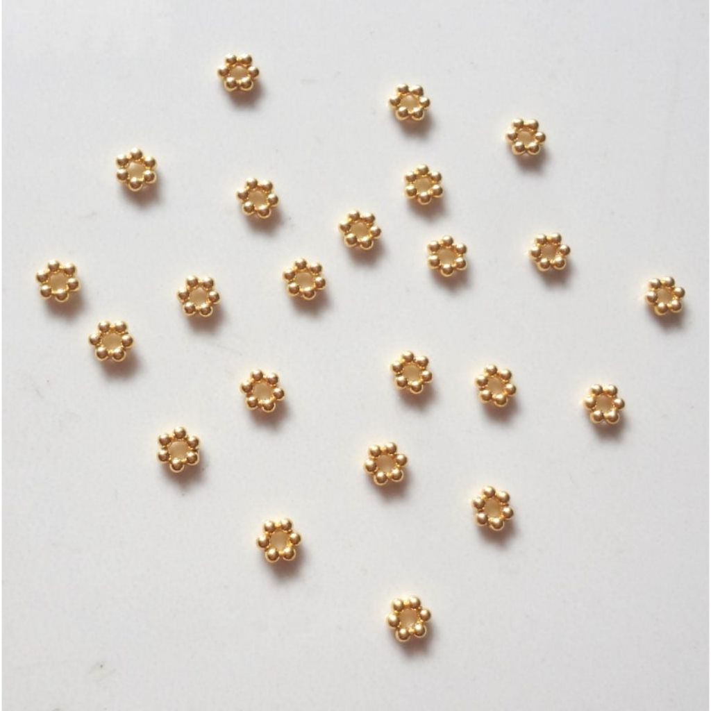 Solid 22K/18K Yellow Fine Gold 4 MM 12 Pieces Spacer Beads