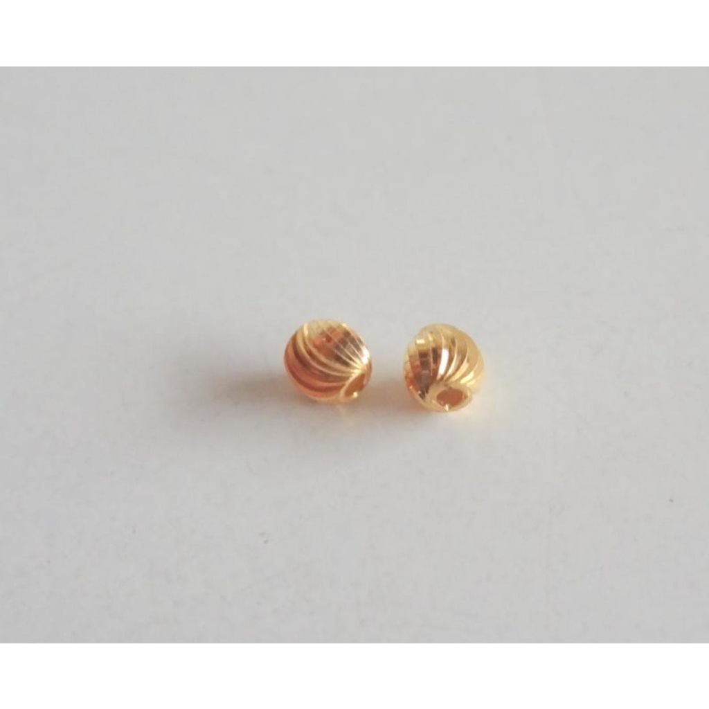 Solid 22K/18K Yellow Fine Gold 5 MM 16 Pieces Twisted Beads