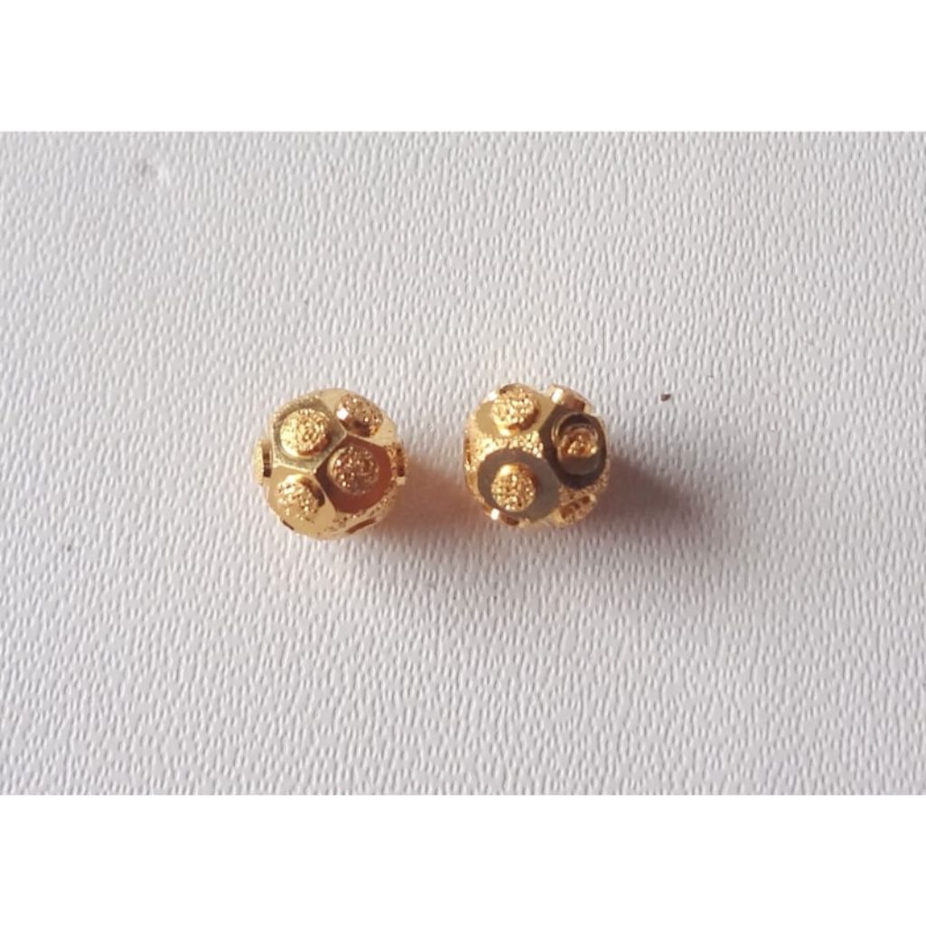 Solid 22K/18K Yellow Fine Gold 3.5 MM 12 Pieces Football Beads