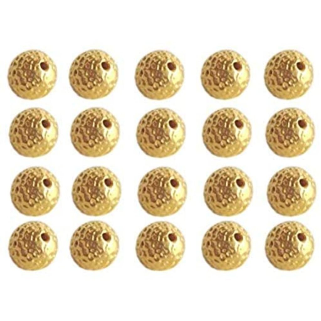 Solid 22K/18K Yellow Fine Gold 4.5 MM 32 Pieces Dotted Round Beads