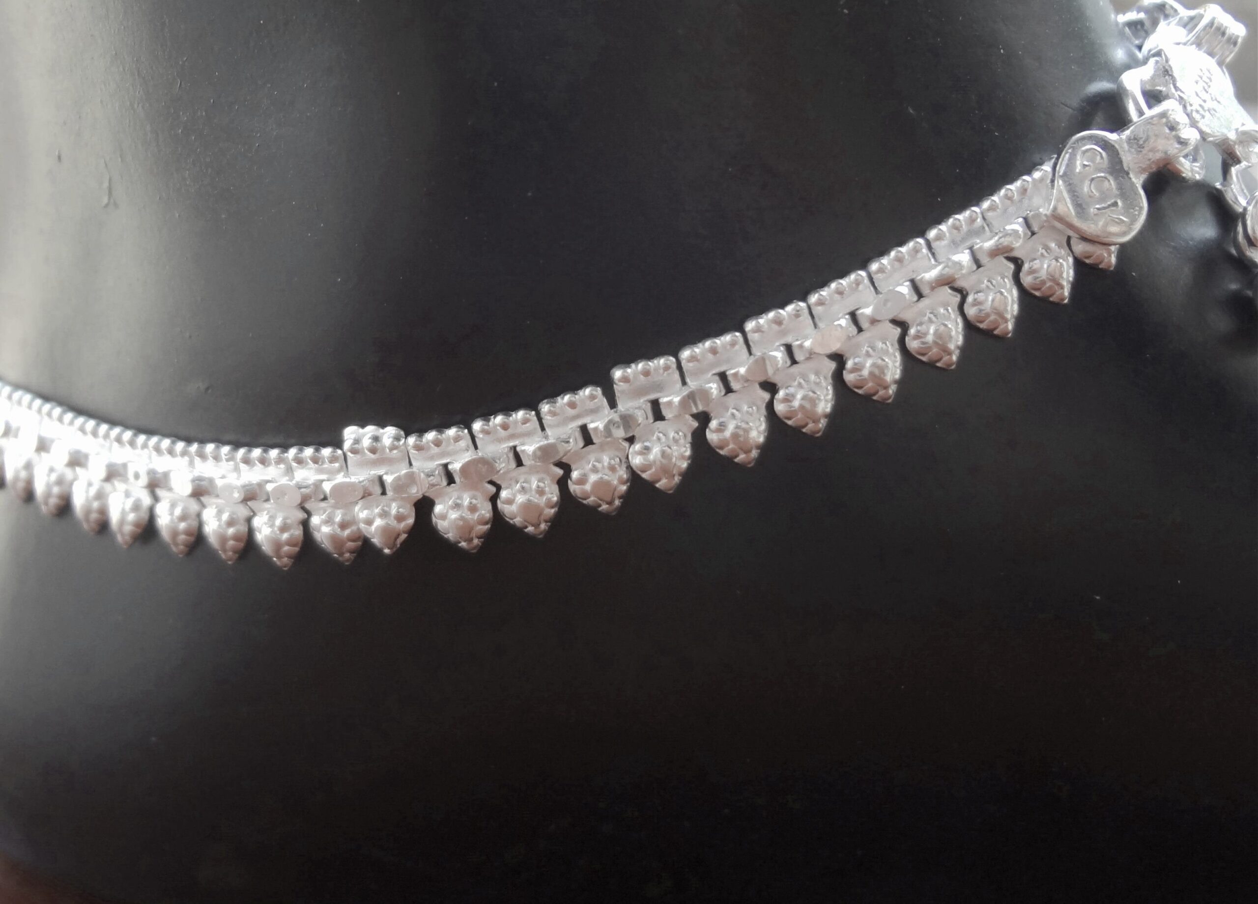 Solid 925 Sterling Silver Elegant Design Adult Anklet Pair For Women