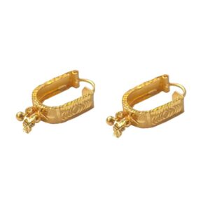Solid 22K/18K/14K Fine Gold Certified Stamped Carved Design Hoop Earring