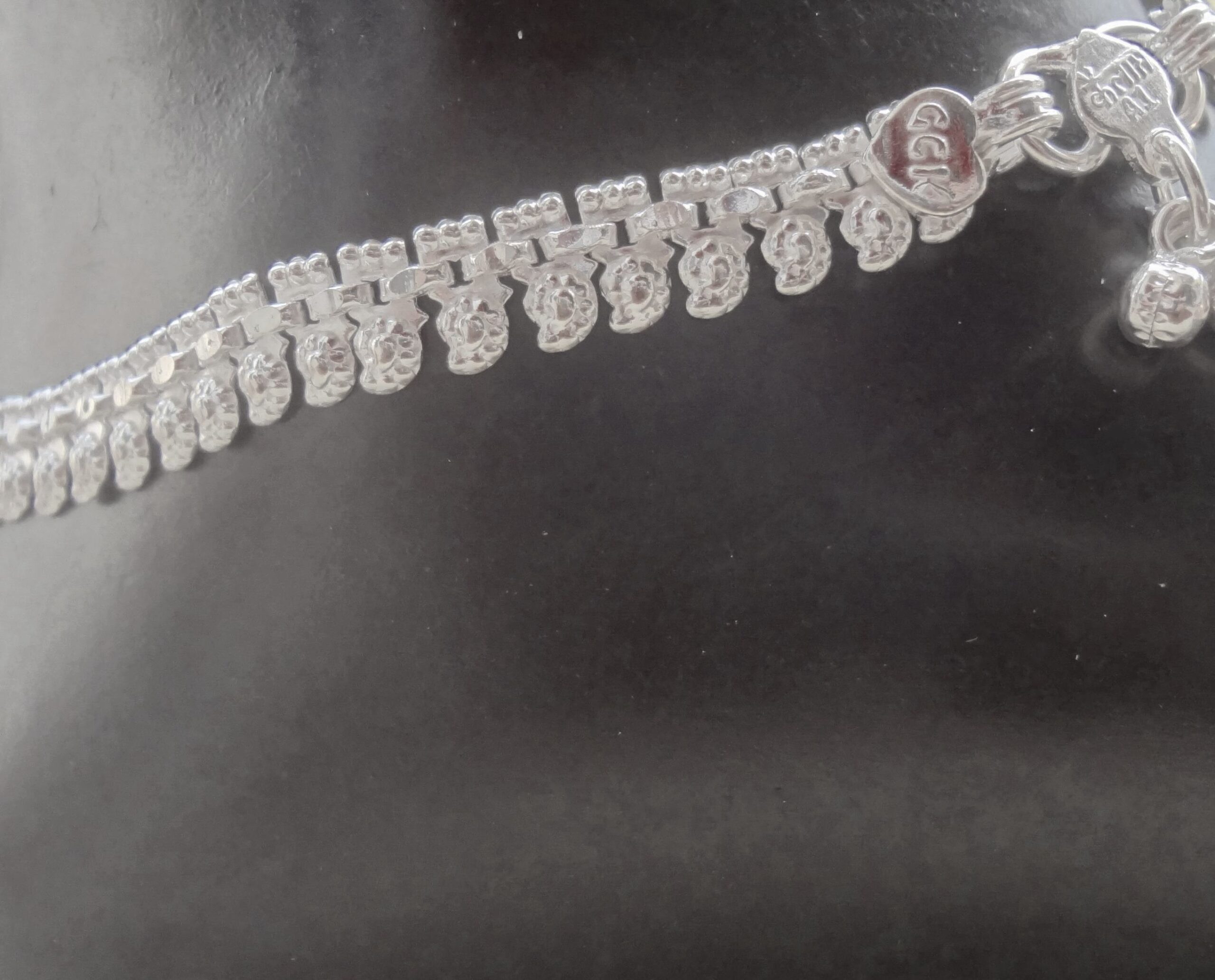 Solid 925 Sterling Silver Elegant Design Adult Anklet Pair For Women