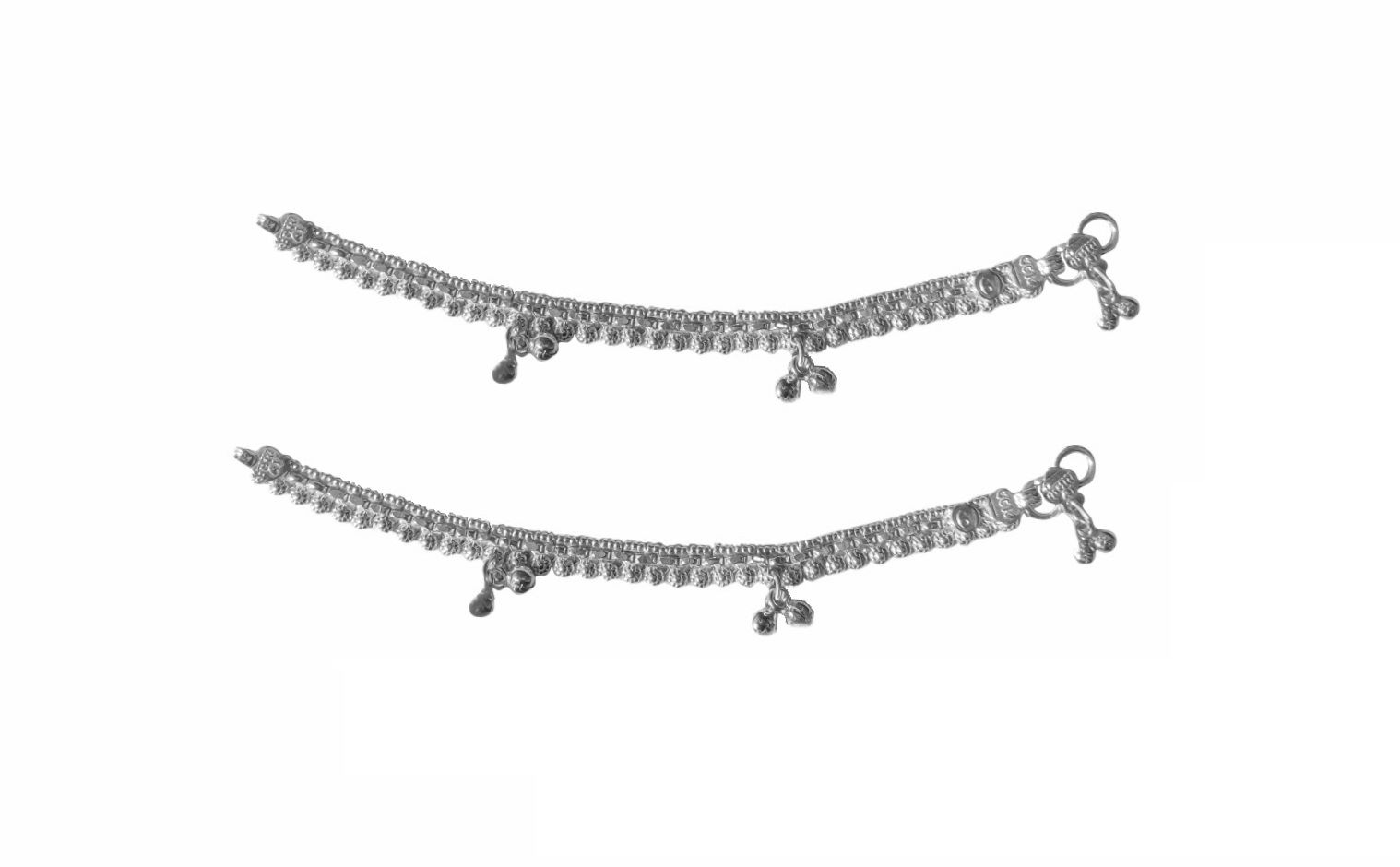 Solid 925 Sterling Silver Classy Design Adult Anklet Pair For Women