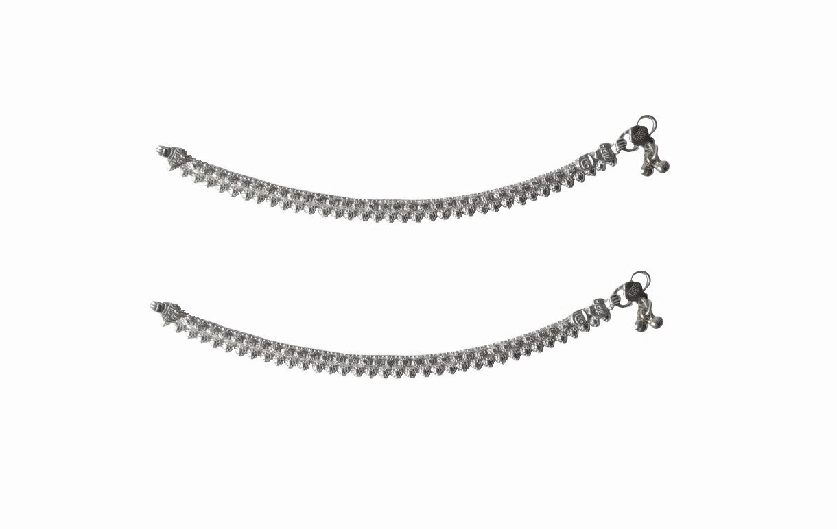 Solid 925 Sterling Silver Elegant Design Adult Anklet Pair For Women