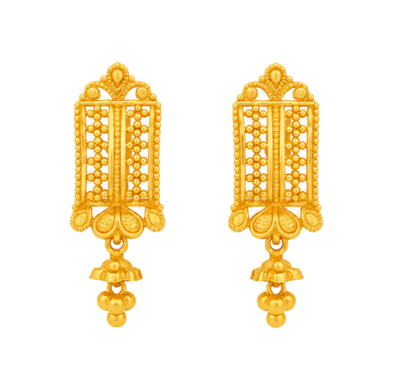 BIS Certified Real 22K Yellow Fine Gold Handmade Dangle Earrings For Women
