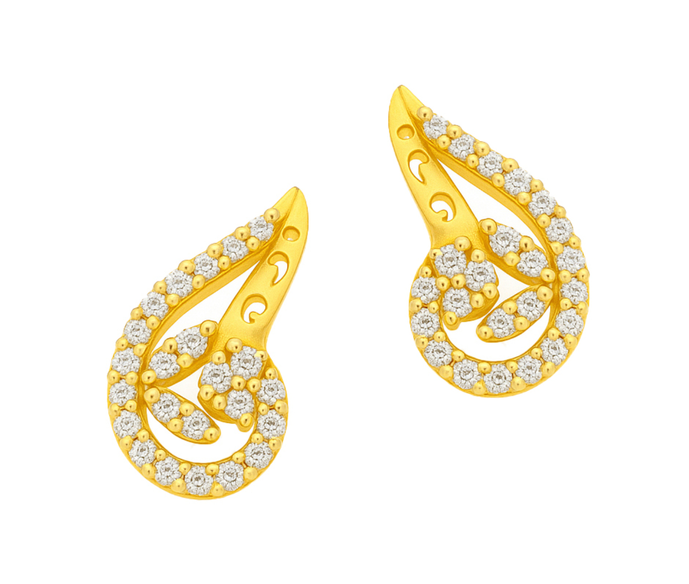 BIS Certified Real 22K Yellow Fine Gold Drop CZ Earrings For Women - Image 2