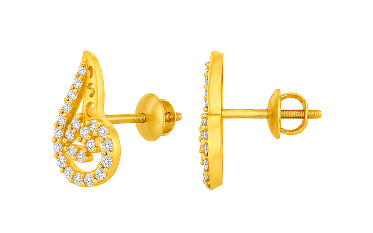 BIS Certified Real 22K Yellow Fine Gold Drop CZ Earrings For Women - Image 3