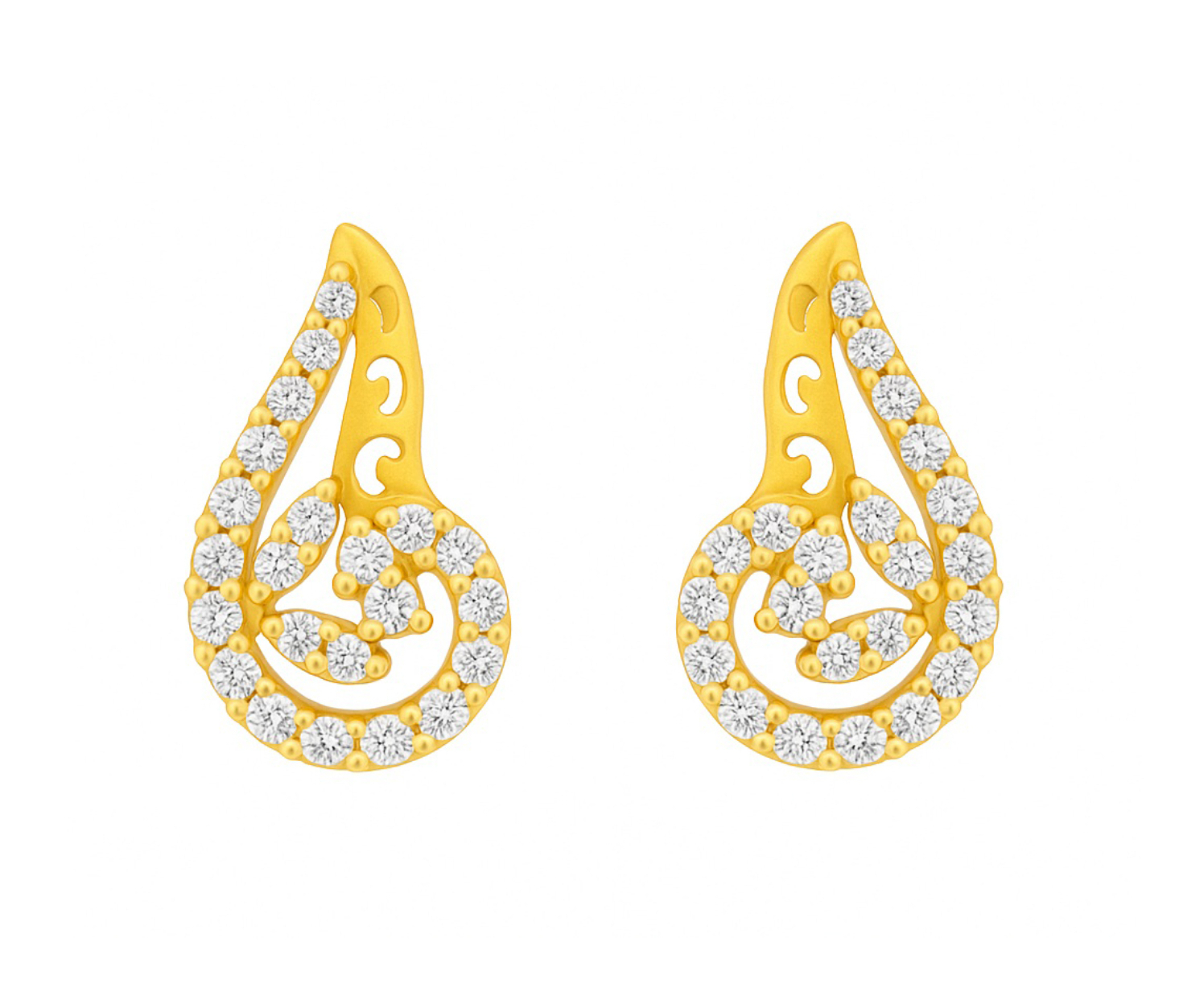 BIS Certified Real 22K Yellow Fine Gold Drop CZ Earrings For Women