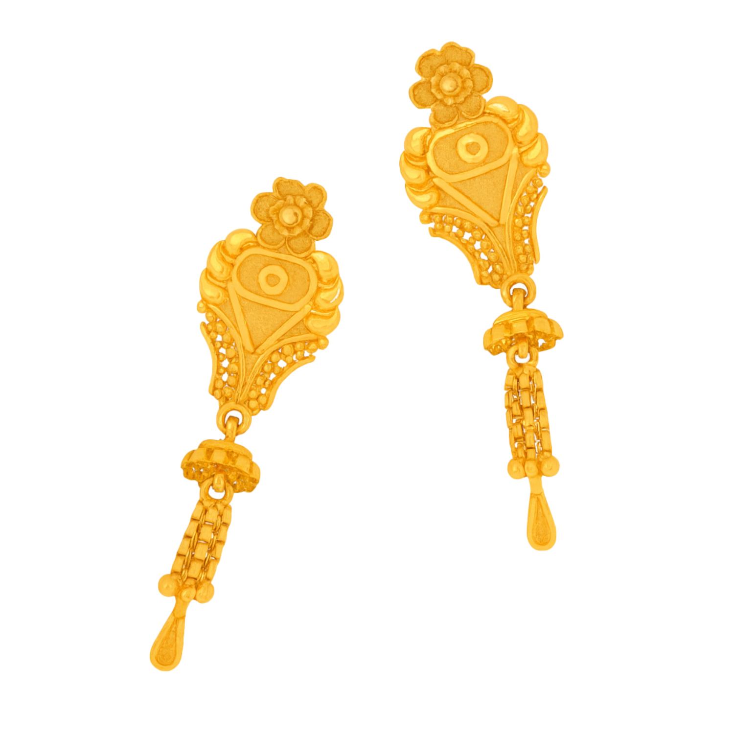 BIS Certified Real 22K Yellow Fine Gold Handmade Earrings For Women - Image 2