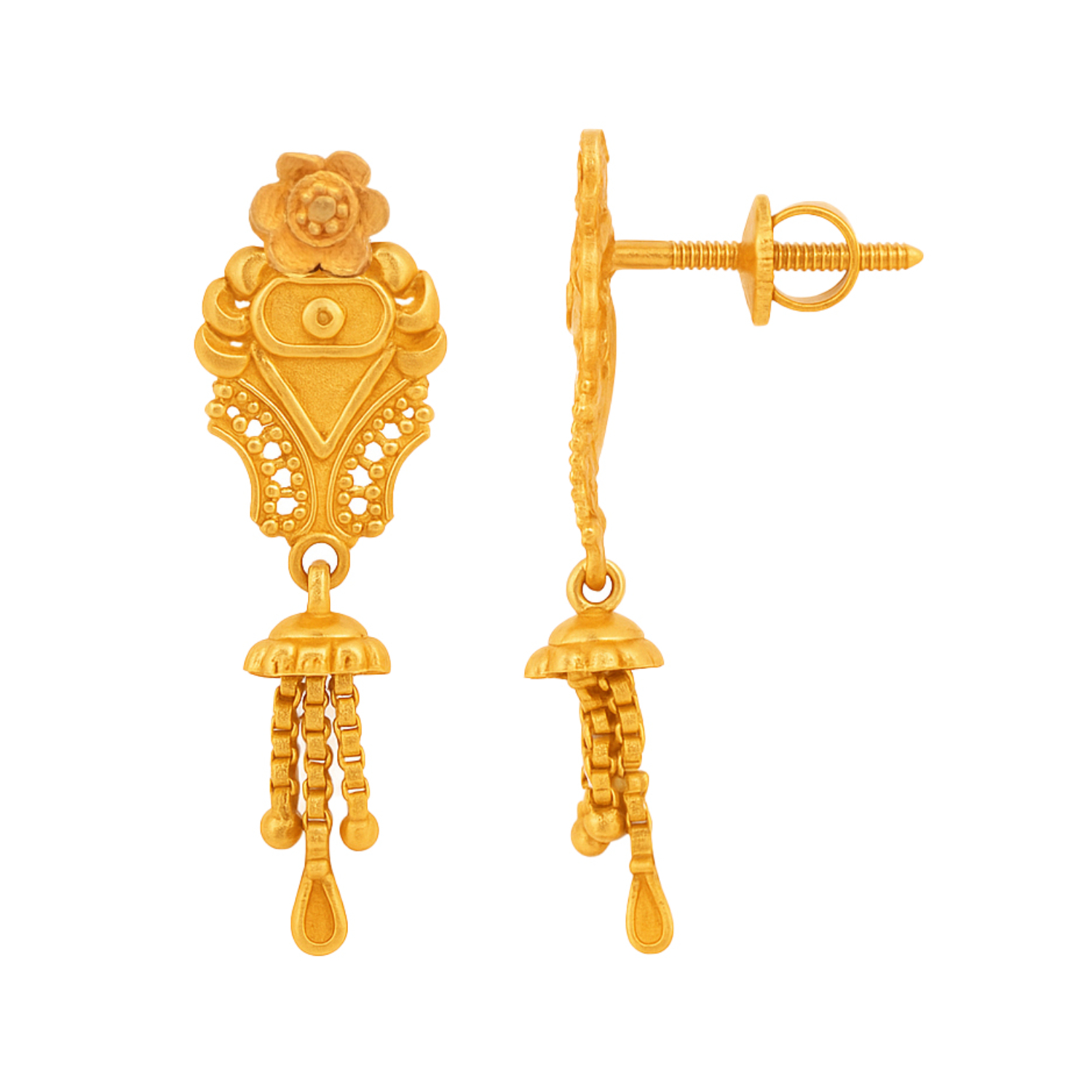 BIS Certified Real 22K Yellow Fine Gold Handmade Earrings For Women - Image 3