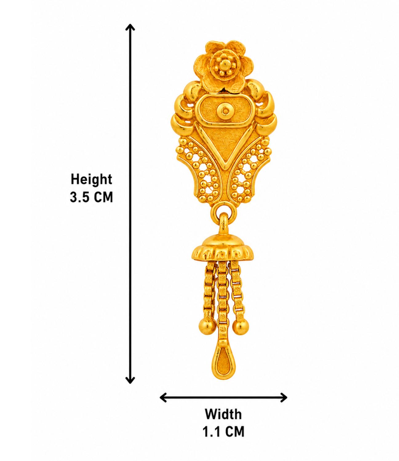 BIS Certified Real 22K Yellow Fine Gold Handmade Earrings For Women - Image 4