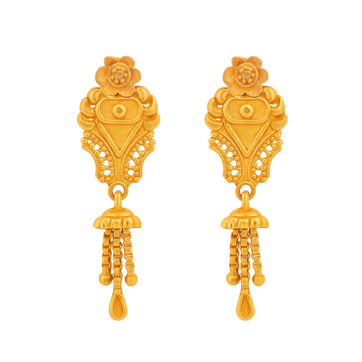 BIS Certified Real 22K Yellow Fine Gold Handmade Earrings For Women