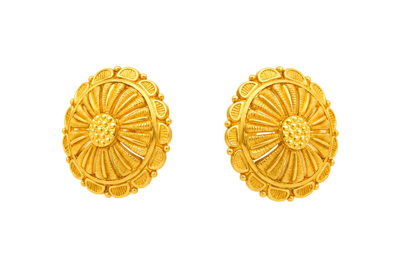 BIS Certified Real 22K Yellow Fine Gold Handmade Flower Earrings For Women - Image 2