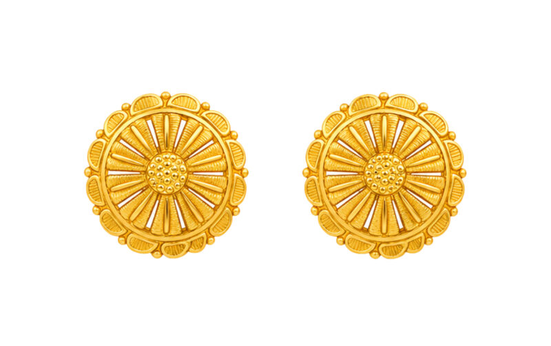 BIS Certified Real 22K Yellow Fine Gold Handmade Flower Earrings For Women