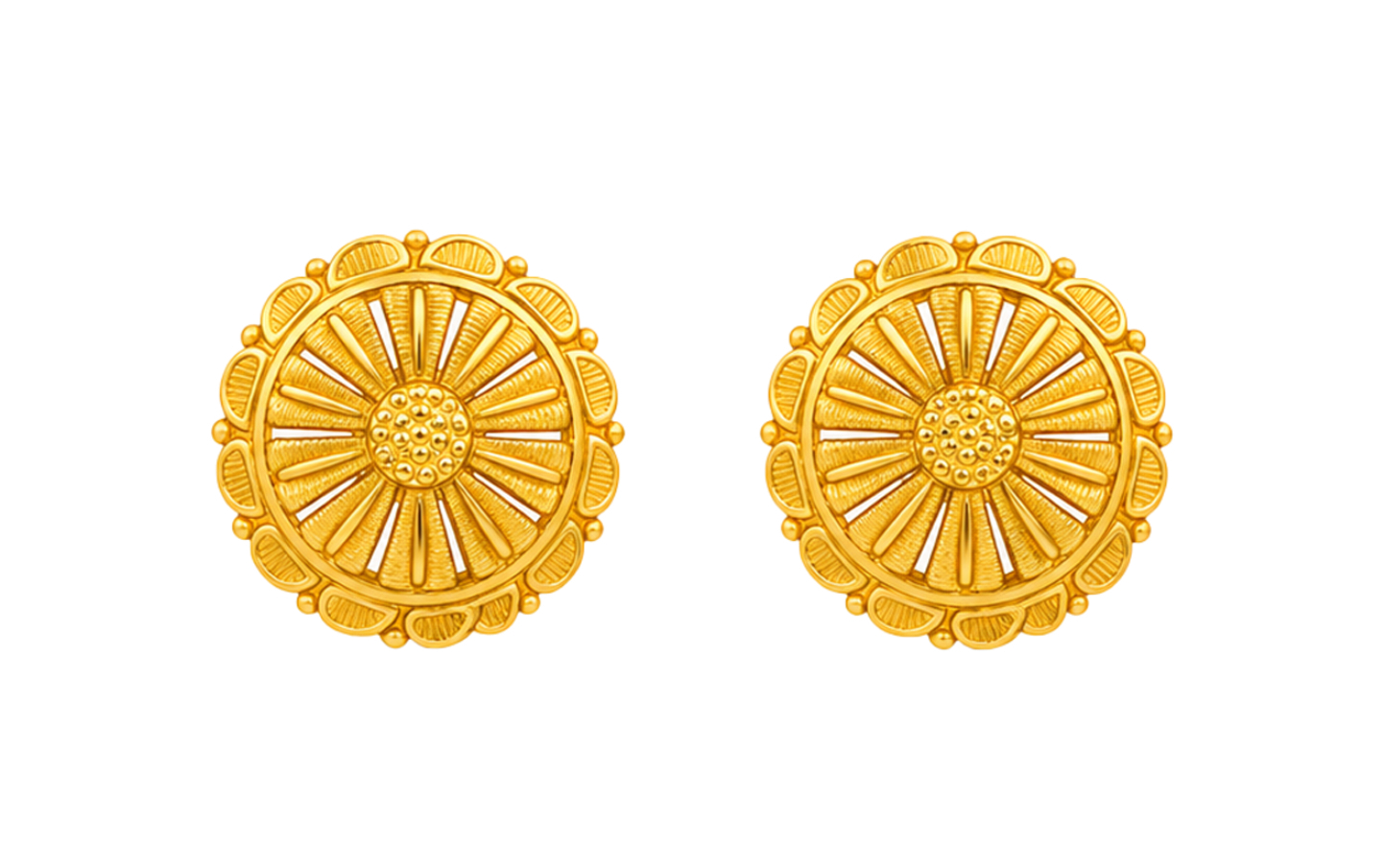 BIS Certified Real 22K Yellow Fine Gold Handmade Flower Earrings For Women