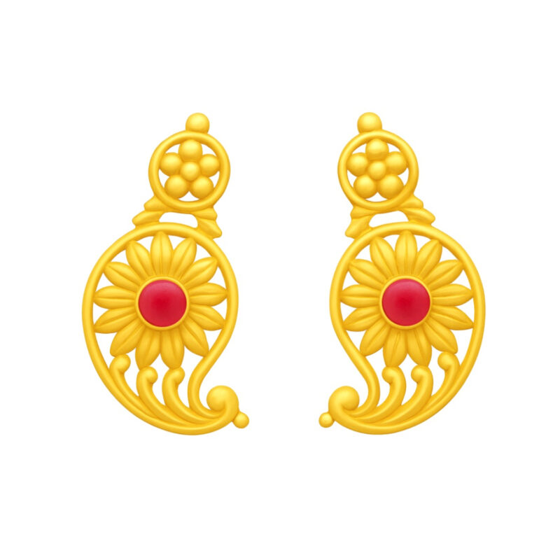 BIS Certified Real 22K Yellow Fine Gold Elegant Earrings For Women