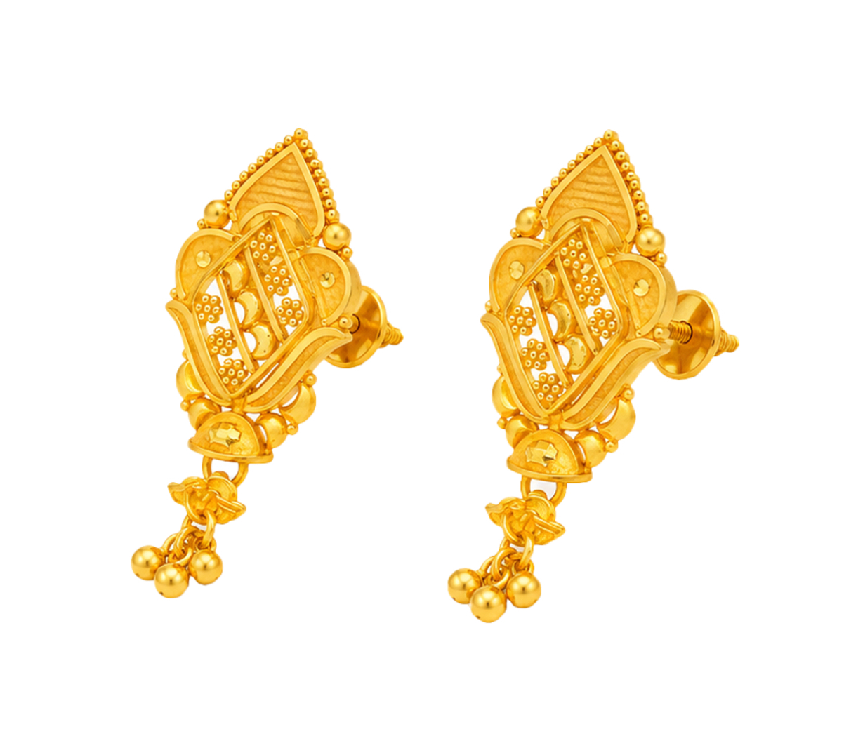 BIS Certified Real 22K Yellow Fine Gold Handmade Earrings For Women - Image 2