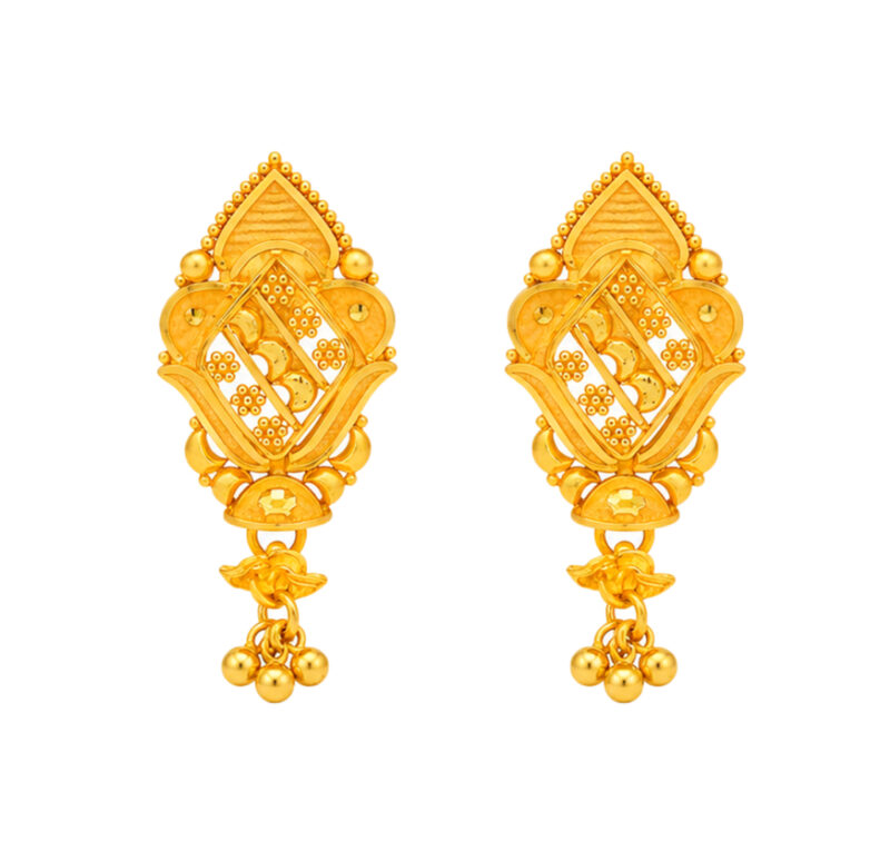 BIS Certified Real 22K Yellow Fine Gold Handmade Earrings For Women