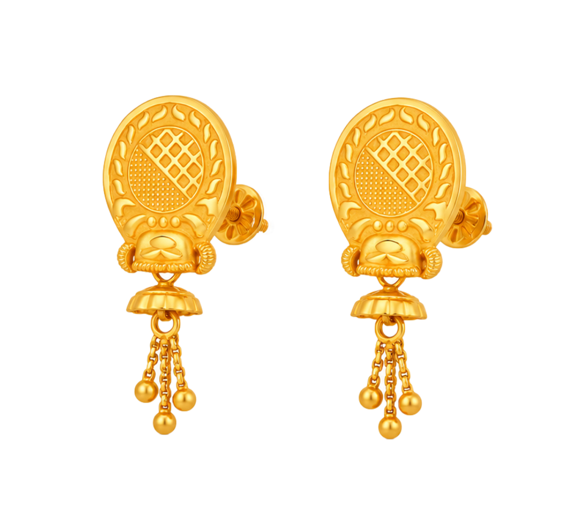 BIS Certified Real 22K Yellow Fine Gold Handmade Earrings For Women - Image 2
