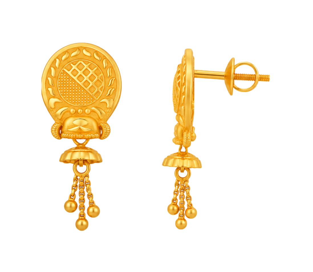 BIS Certified Real 22K Yellow Fine Gold Handmade Earrings For Women - Image 3