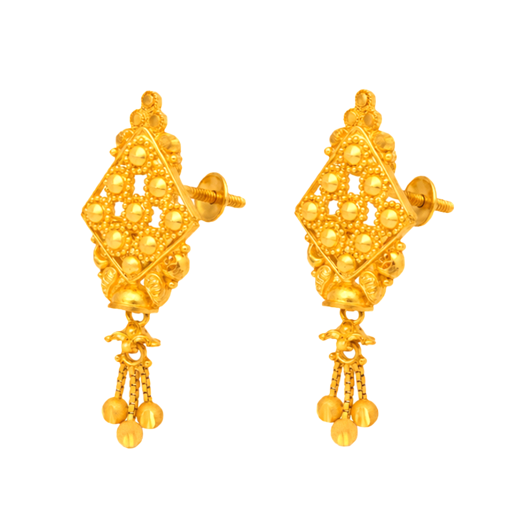 BIS Certified Real 22K Yellow Fine Gold Handmade Earrings For Women - Image 2