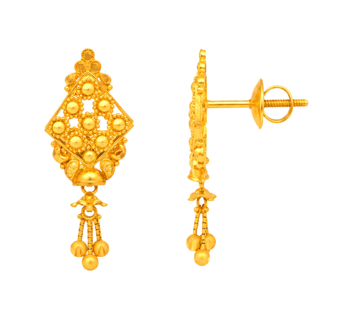 BIS Certified Real 22K Yellow Fine Gold Handmade Earrings For Women - Image 3
