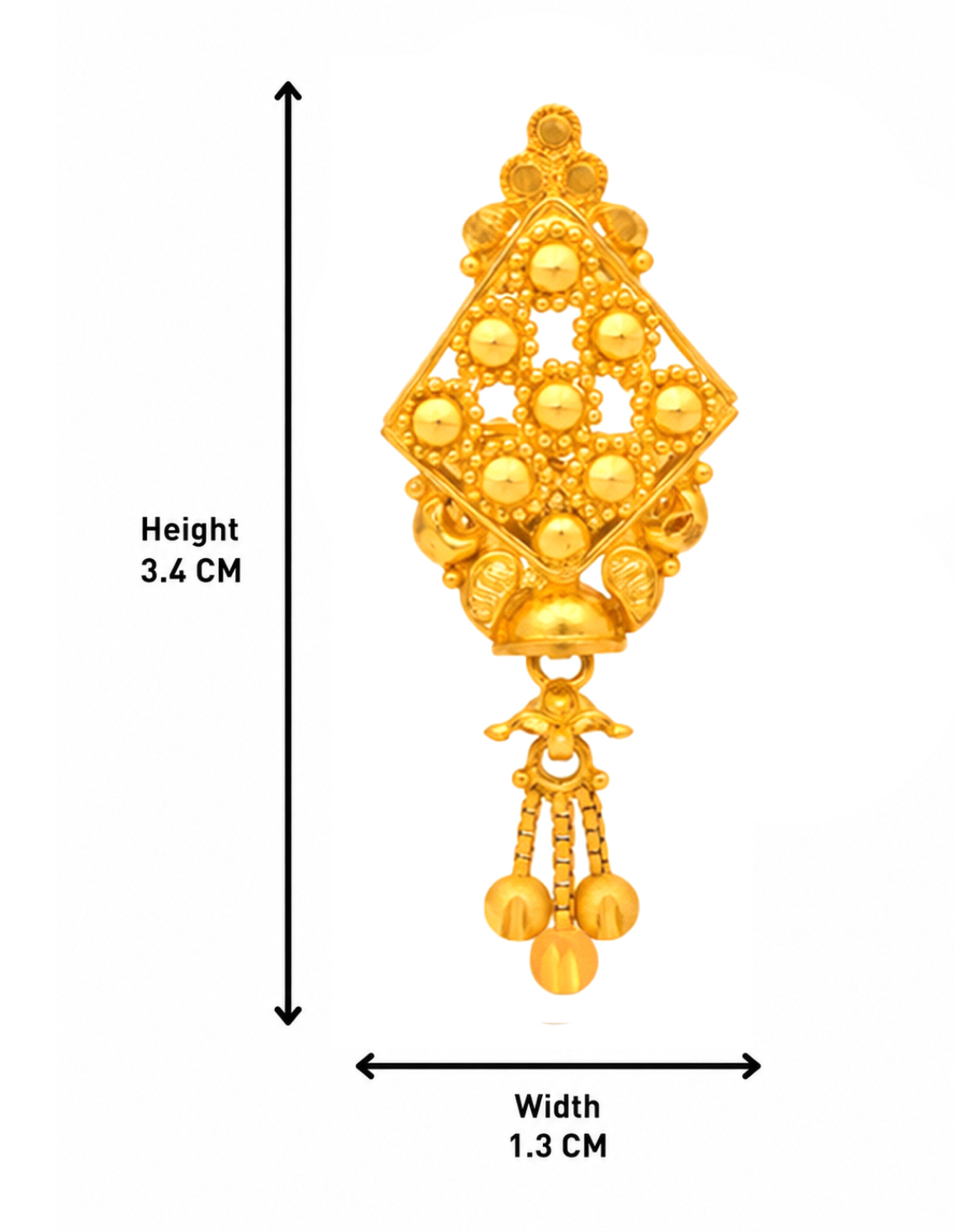 BIS Certified Real 22K Yellow Fine Gold Handmade Earrings For Women - Image 4