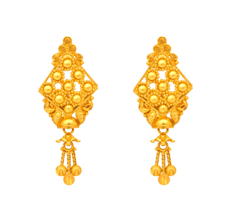 BIS Certified Real 22K Yellow Fine Gold Handmade Earrings For Women