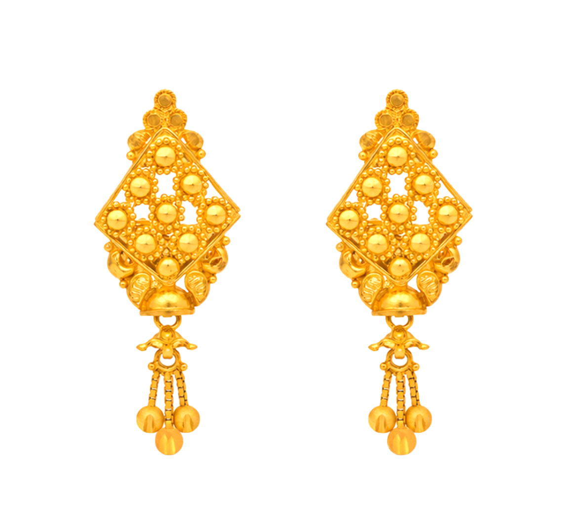 BIS Certified Real 22K Yellow Fine Gold Handmade Earrings For Women
