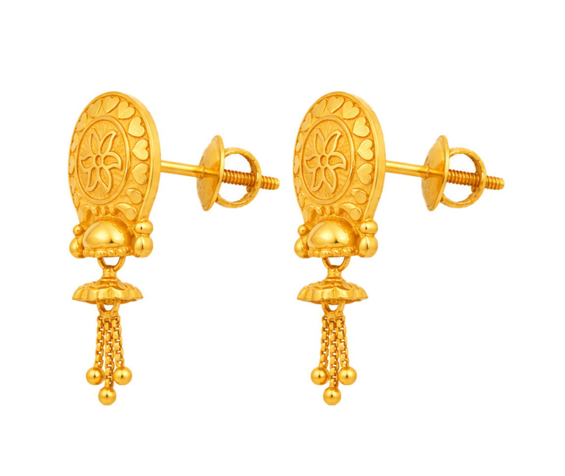 BIS Certified Real 22K Yellow Fine Gold Handmade Earrings For Women - Image 2