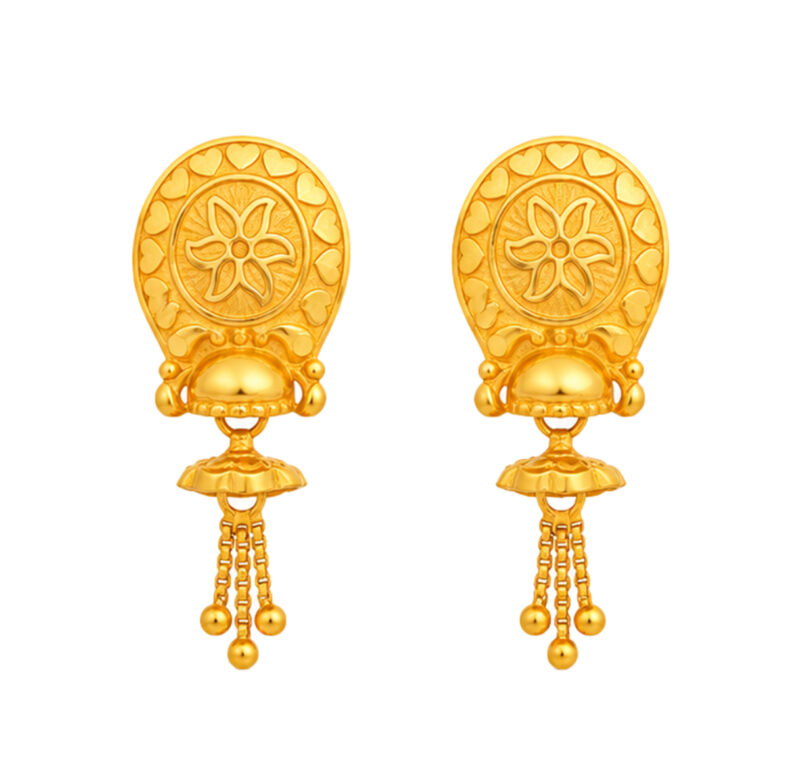 BIS Certified Real 22K Yellow Fine Gold Handmade Earrings For Women