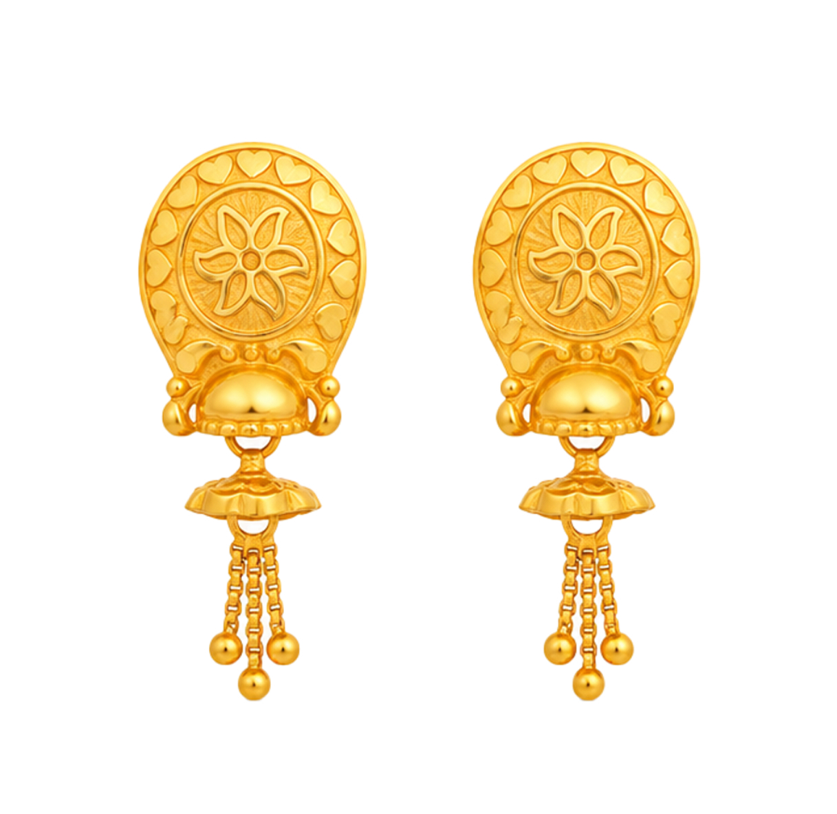 BIS Certified Real 22K Yellow Fine Gold Handmade Earrings For Women
