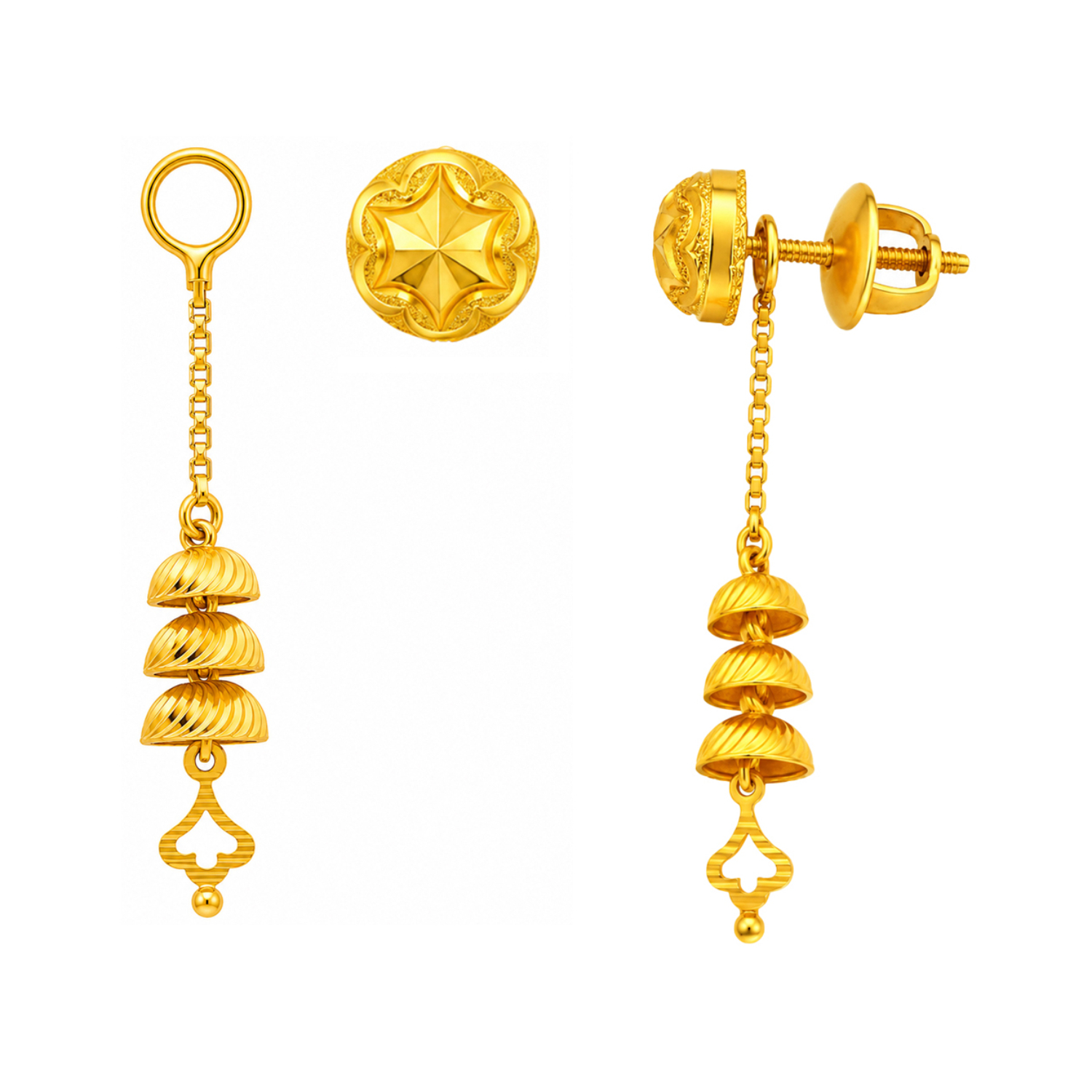 BIS Certified Real 22K Yellow Fine Gold Handmade Classy Earrings For Women - Image 3