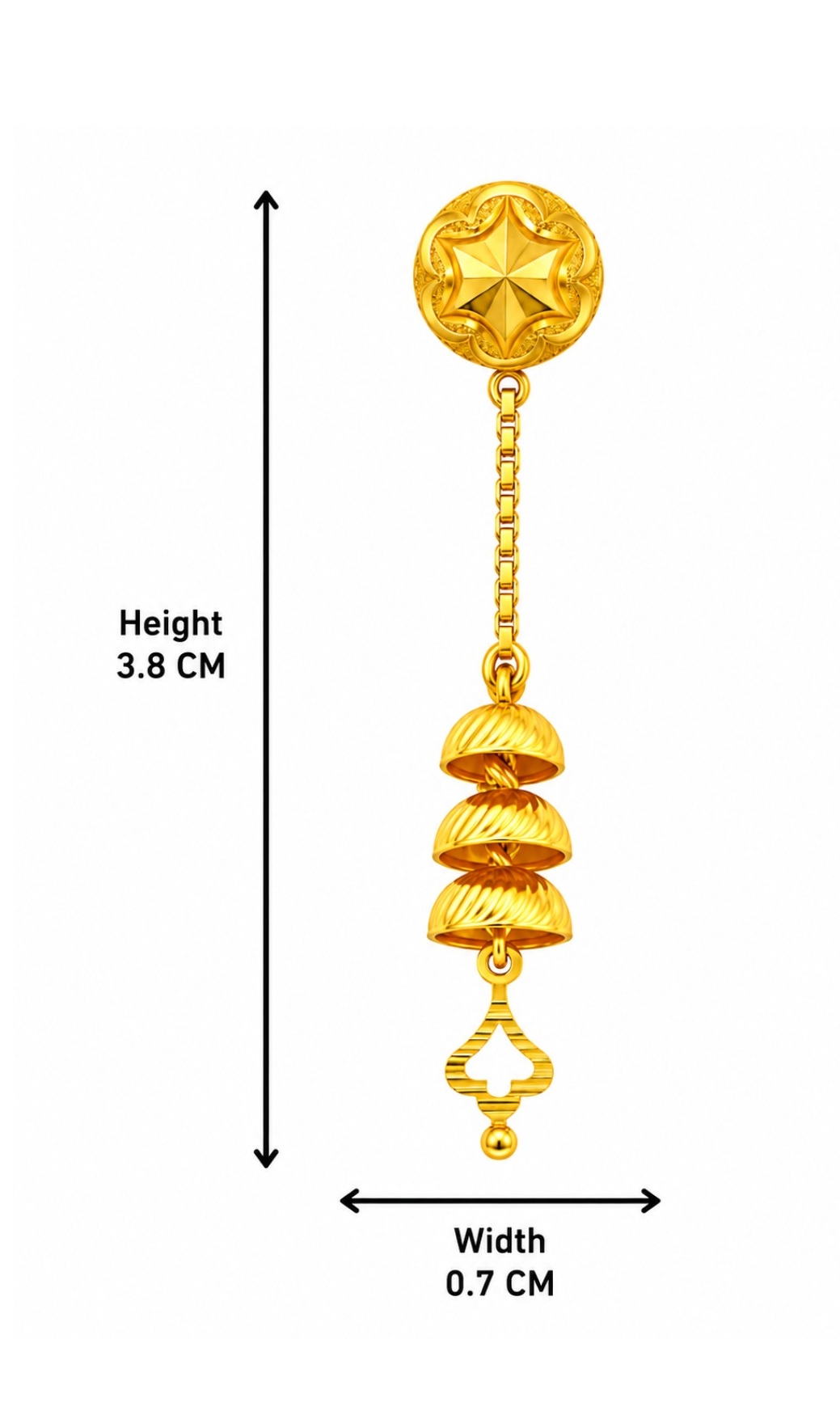 BIS Certified Real 22K Yellow Fine Gold Handmade Classy Earrings For Women - Image 4