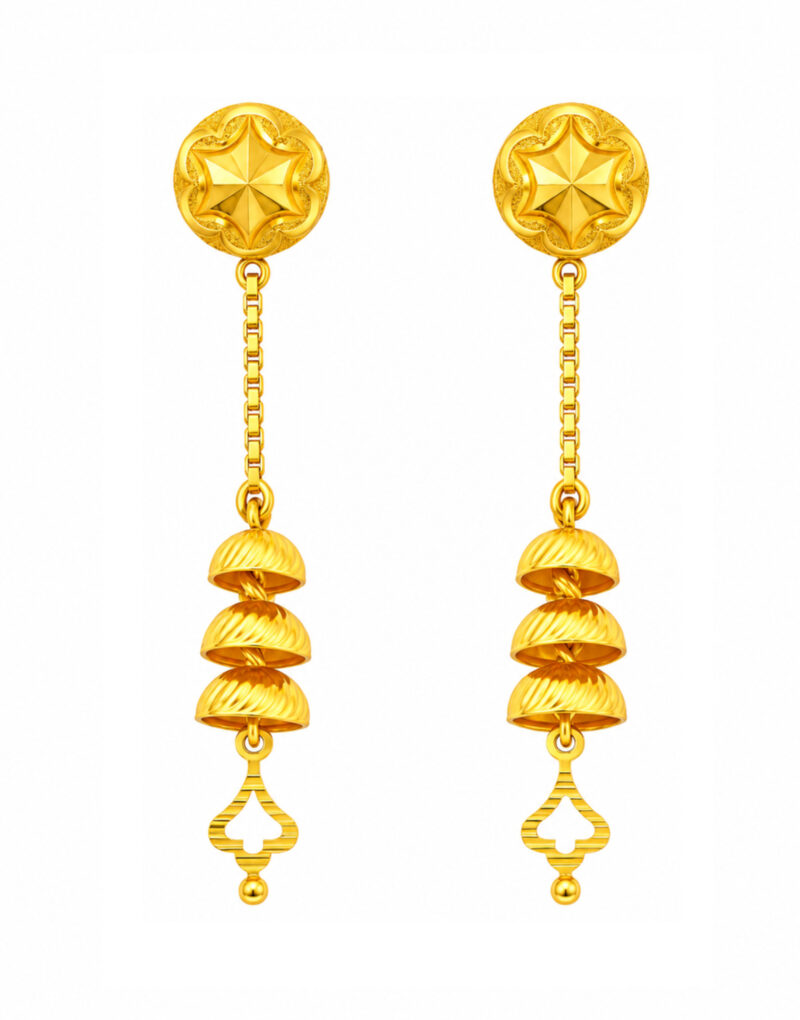 BIS Certified Real 22K Yellow Fine Gold Handmade Classy Earrings For Women