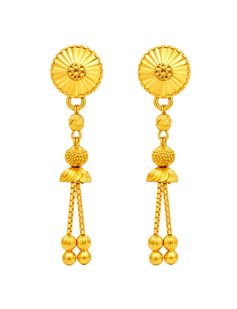 BIS Certified Real 22K Yellow Fine Gold Handmade Earrings For Women