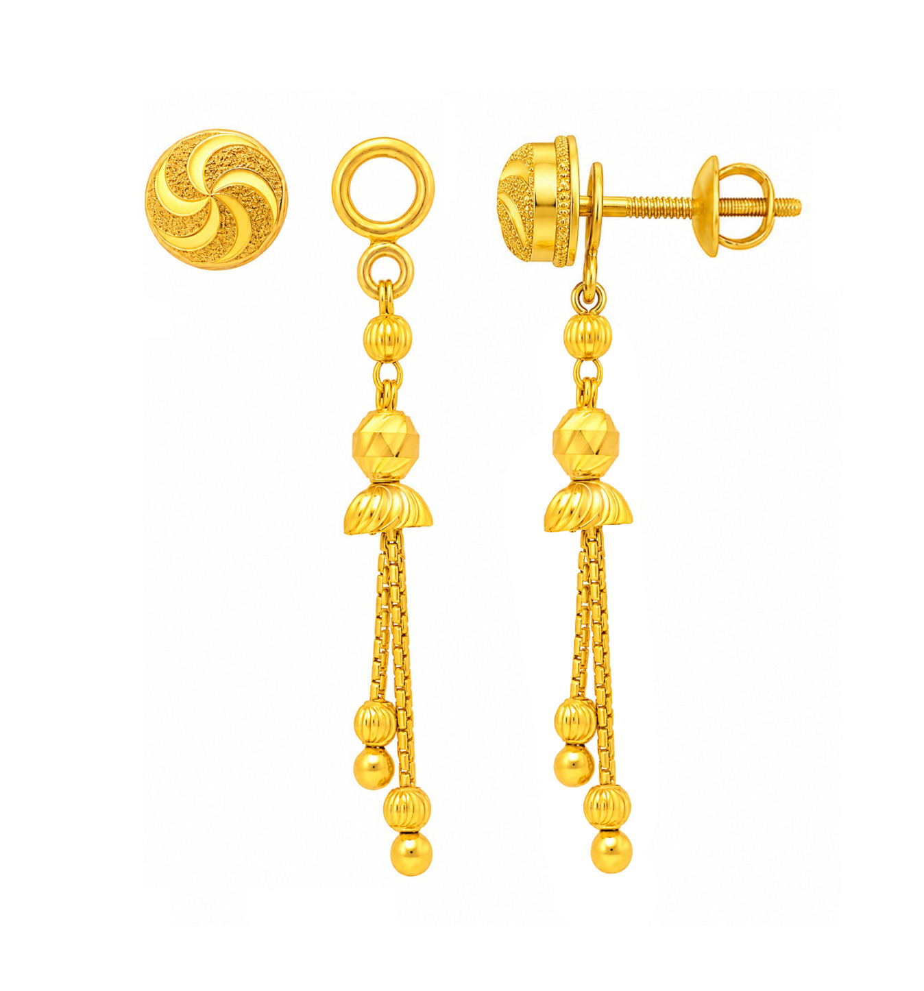 BIS Certified Real 22K Yellow Fine Gold Handmade Classy Earrings For Women - Image 3