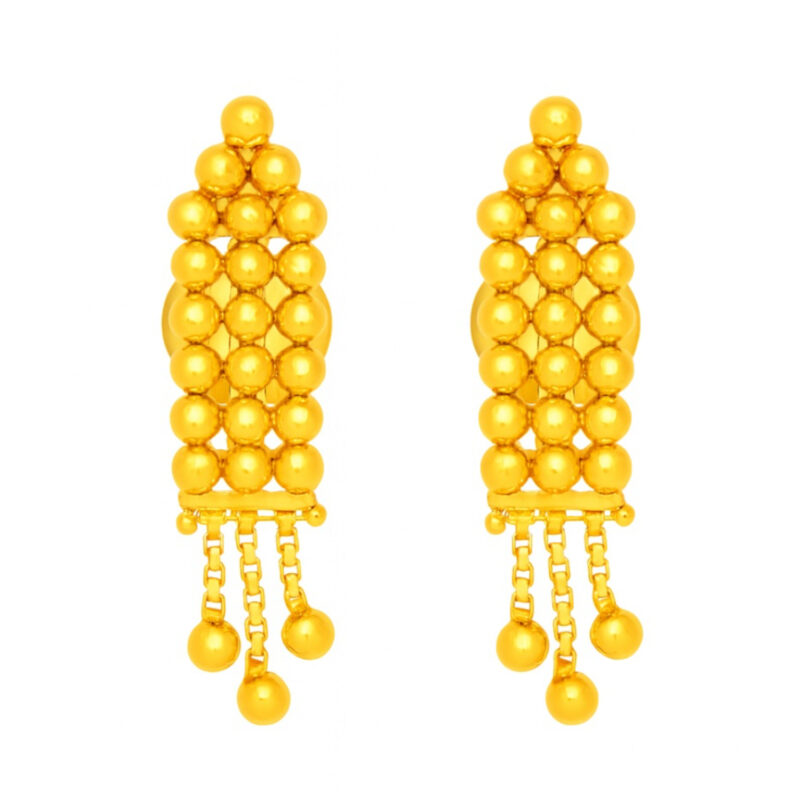BIS Certified Real 22K Yellow Fine Gold Handmade Elegant Earrings For Women