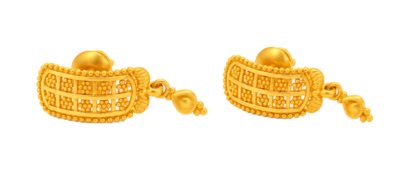 BIS Certified Real 22K Yellow Fine Gold Handmade Earrings For Women - Image 2