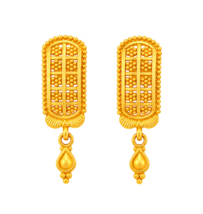 BIS Certified Real 22K Yellow Fine Gold Handmade Earrings For Women