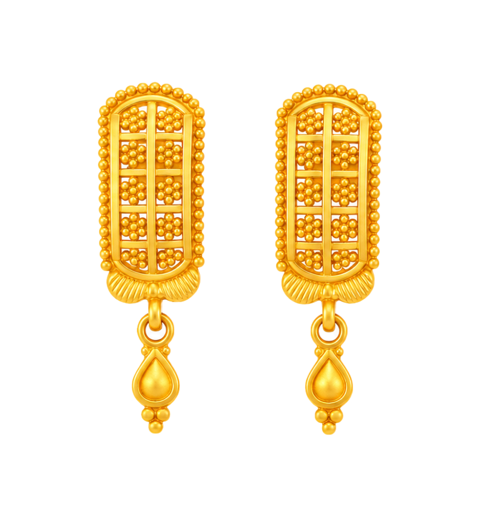BIS Certified Real 22K Yellow Fine Gold Handmade Earrings For Women