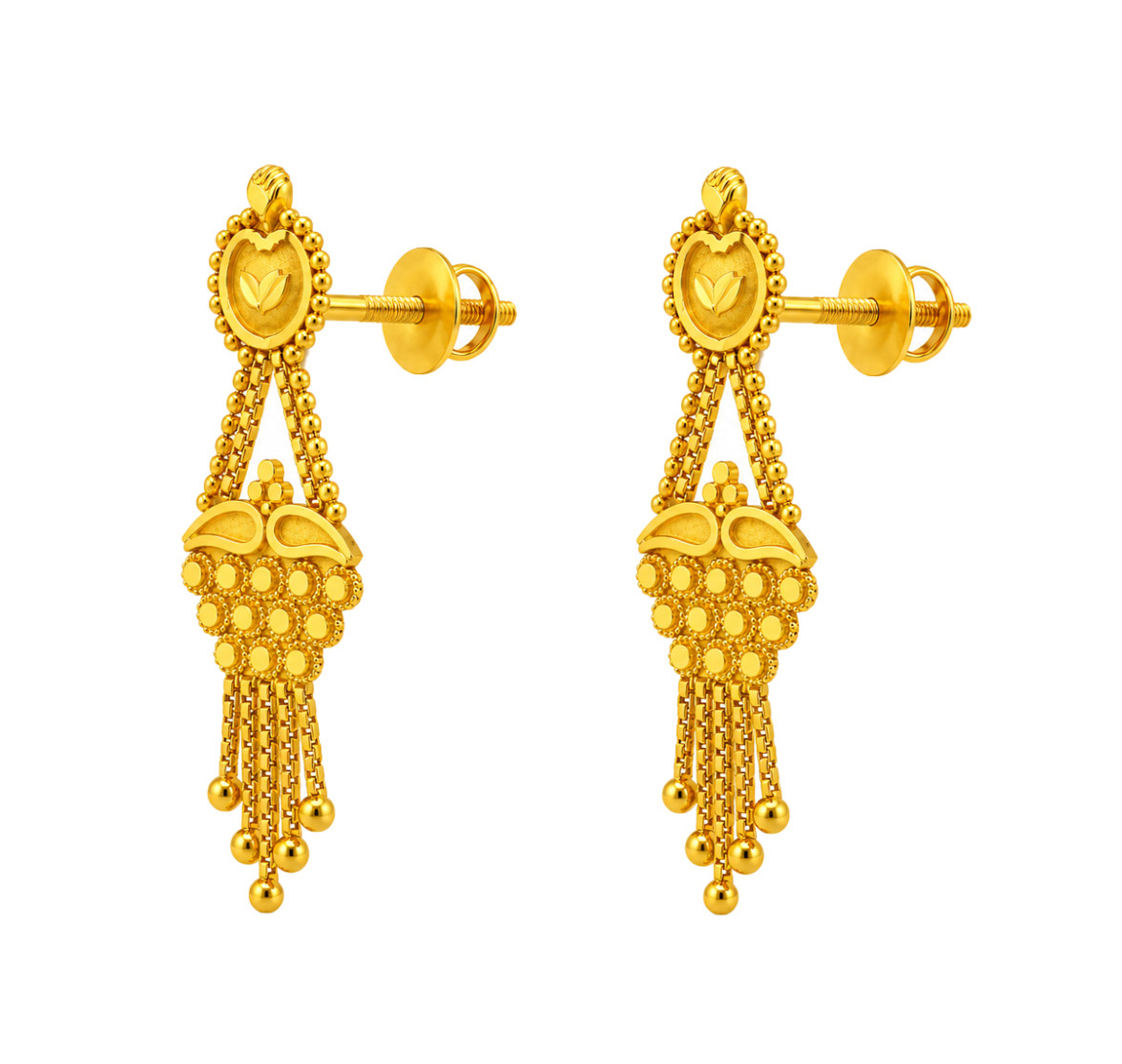 BIS Certified Real 22K Yellow Fine Gold Handmade Classy Earrings For Women - Image 2