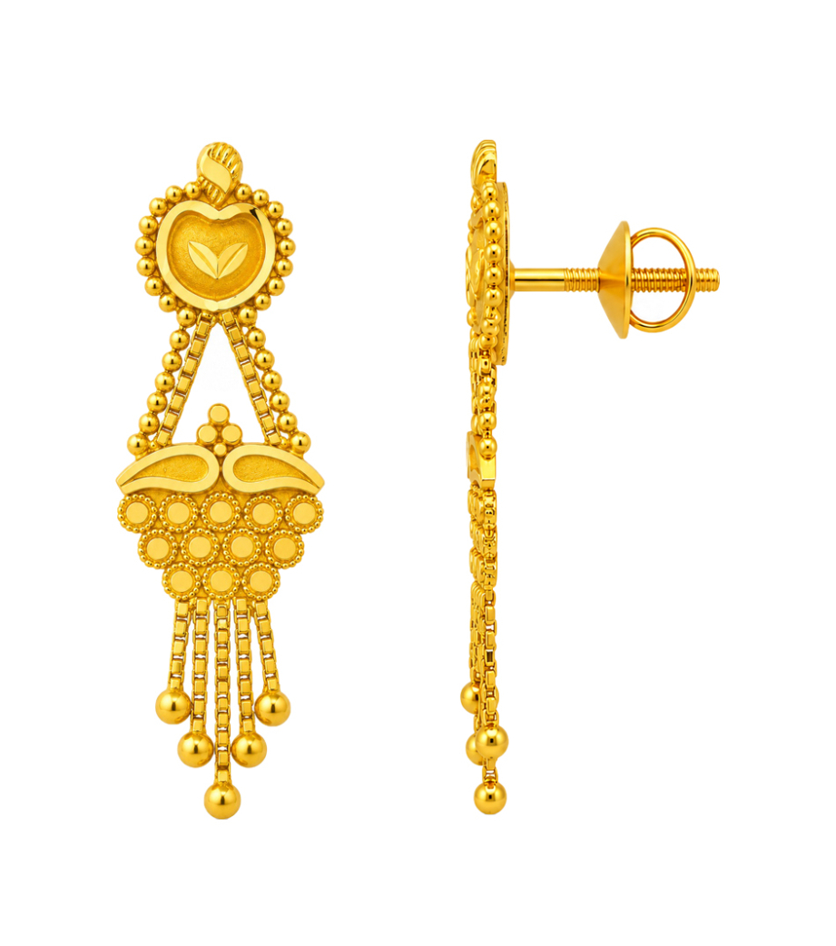 BIS Certified Real 22K Yellow Fine Gold Handmade Classy Earrings For Women - Image 3