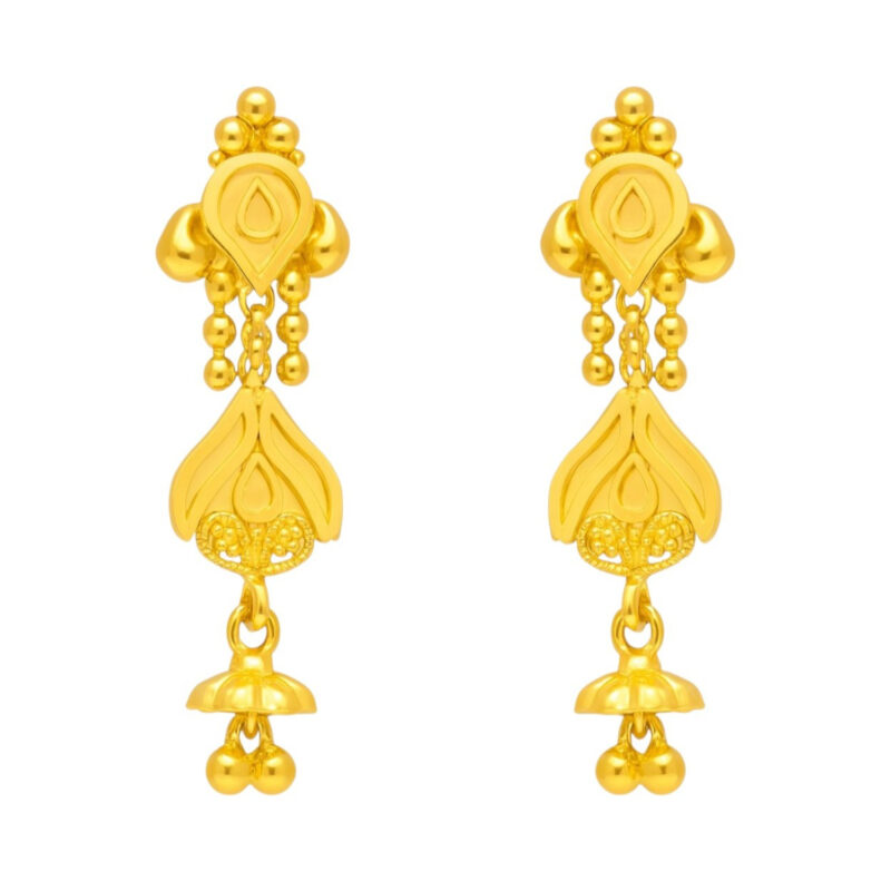 BIS Certified Real 22K Yellow Fine Gold Handmade Earrings For Women