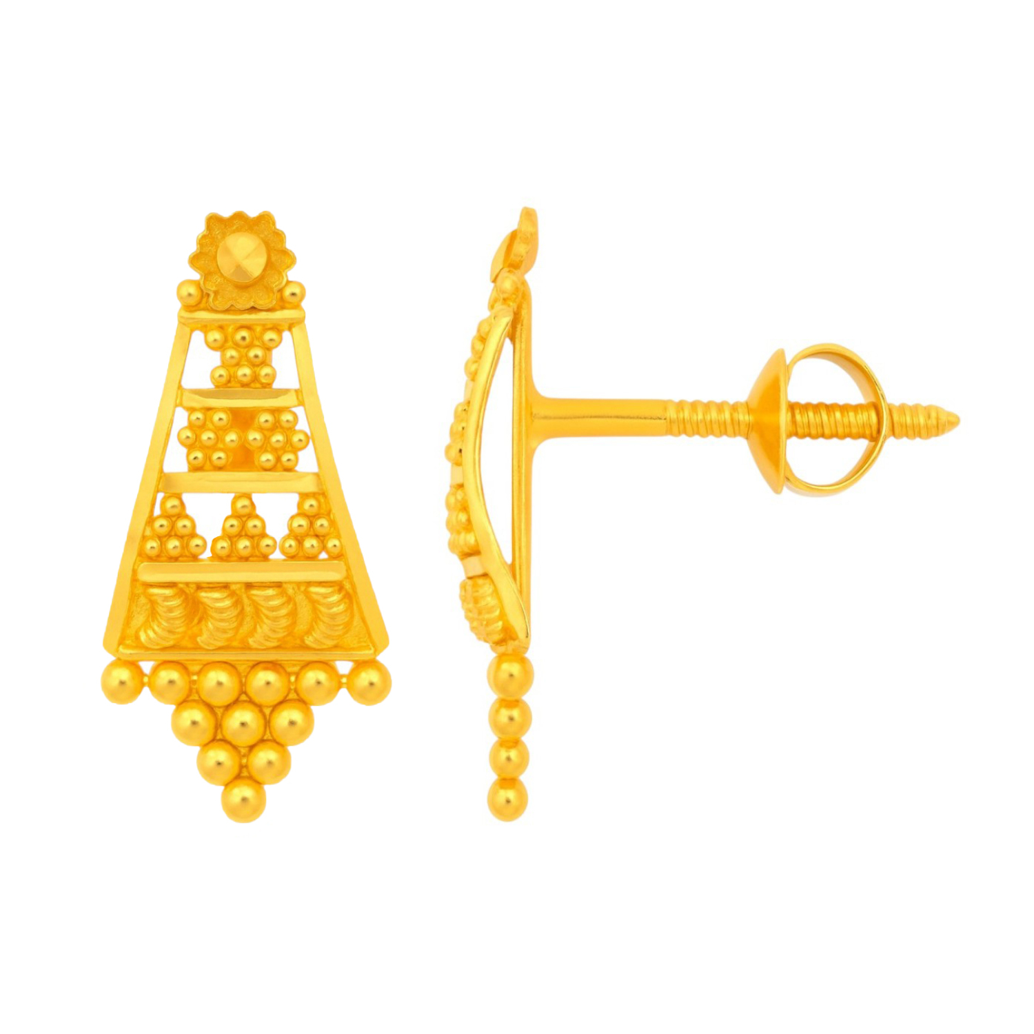 BIS Certified Real 22K Yellow Fine Gold Handmade Earrings For Women - Image 3