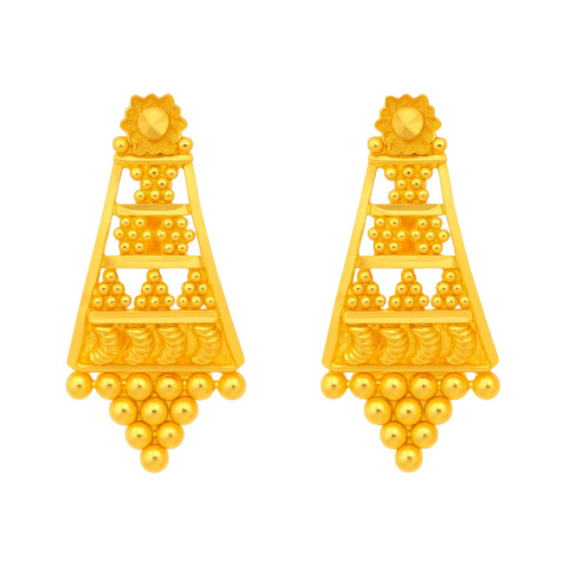 BIS Certified Real 22K Yellow Fine Gold Handmade Earrings For Women