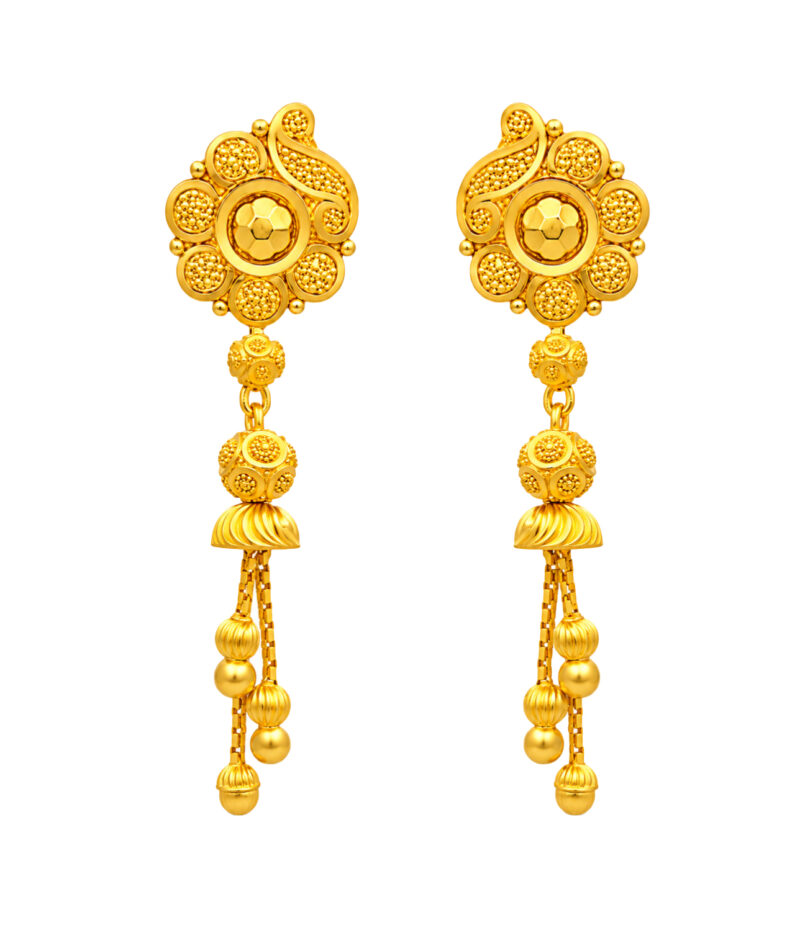 BIS Certified Real 22K Yellow Fine Gold Handmade Elegant Earrings For Women
